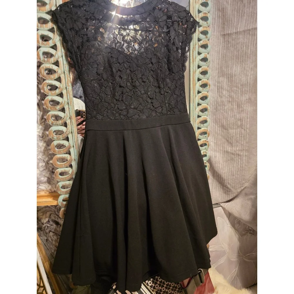 JUN & IVY Little Black Dress Black Lace WhimsyGoth Mini Dress XS - Picture 3 of 9